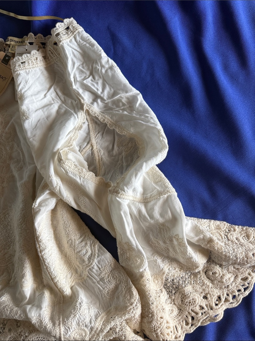 Democracy Cream Crochet-Trim Boho Blouse - Picture 3 of 6